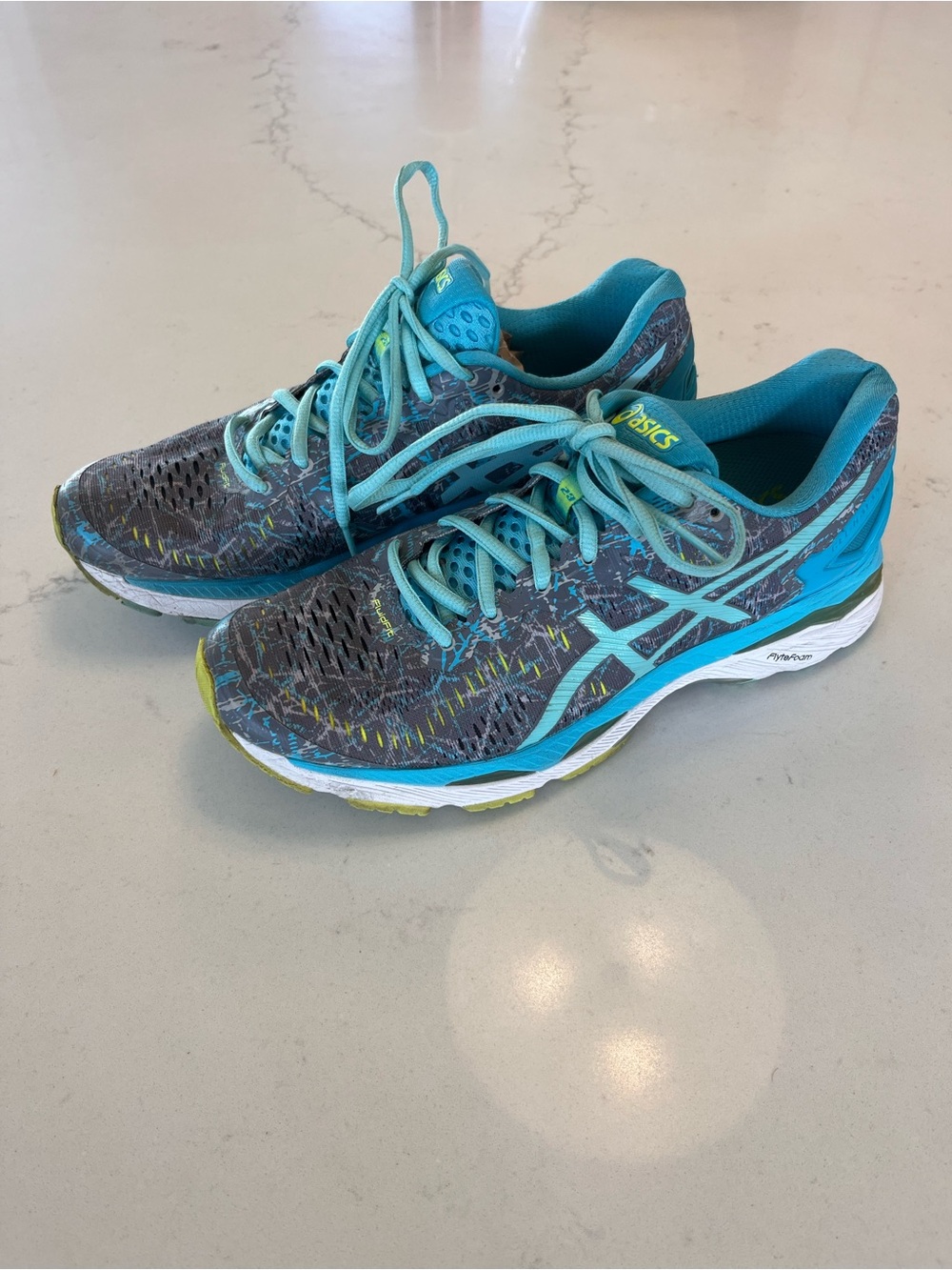 ASICS GEL-KAYANO Women's Gray and Teal Running Sneakers Size 10